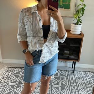 Graphic Linen Beach Cover Up